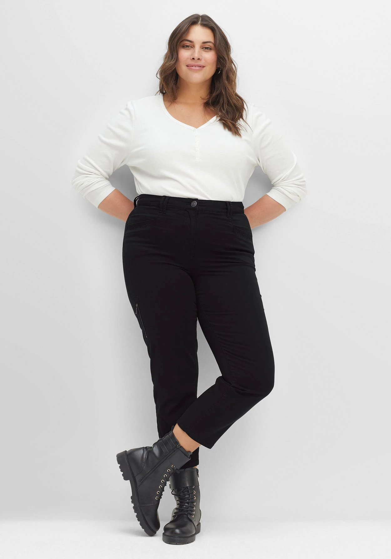 Sheego Schmale Twill-Hose In 7/8-Länge, Mit Zipper-Details – Bild 5