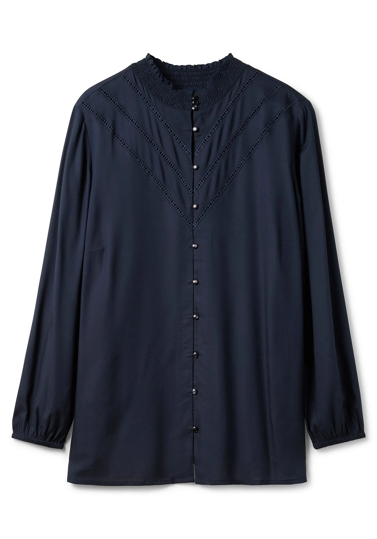 Sheego Bluse Mit Smok- Ausschnitt Und Lochmusterdetails – Bild 3