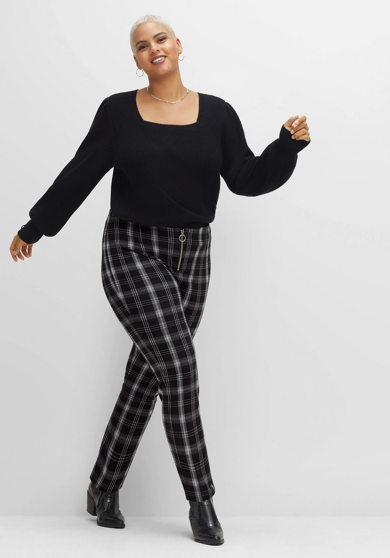 Gerade Hose Im Karomuster, Mit Elastischem Bund – Bild 7