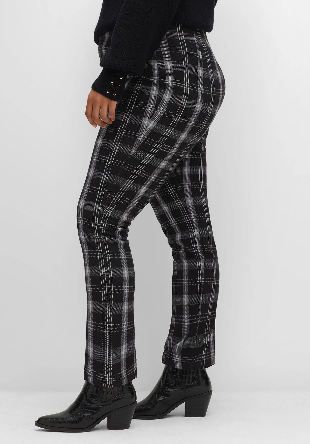 Gerade Hose Im Karomuster, Mit Elastischem Bund – Bild 2