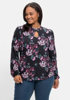 Langarmshirt Mit Paisley-Print Und Cut-out Vorn