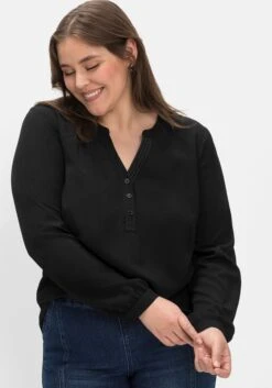 Sheego Tunika Mit V-Ausschnitt Und Kurzer Knopfleiste