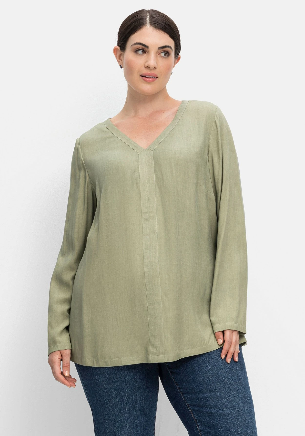 Sheego Tunika Mit V-Ausschnitt Und Blende