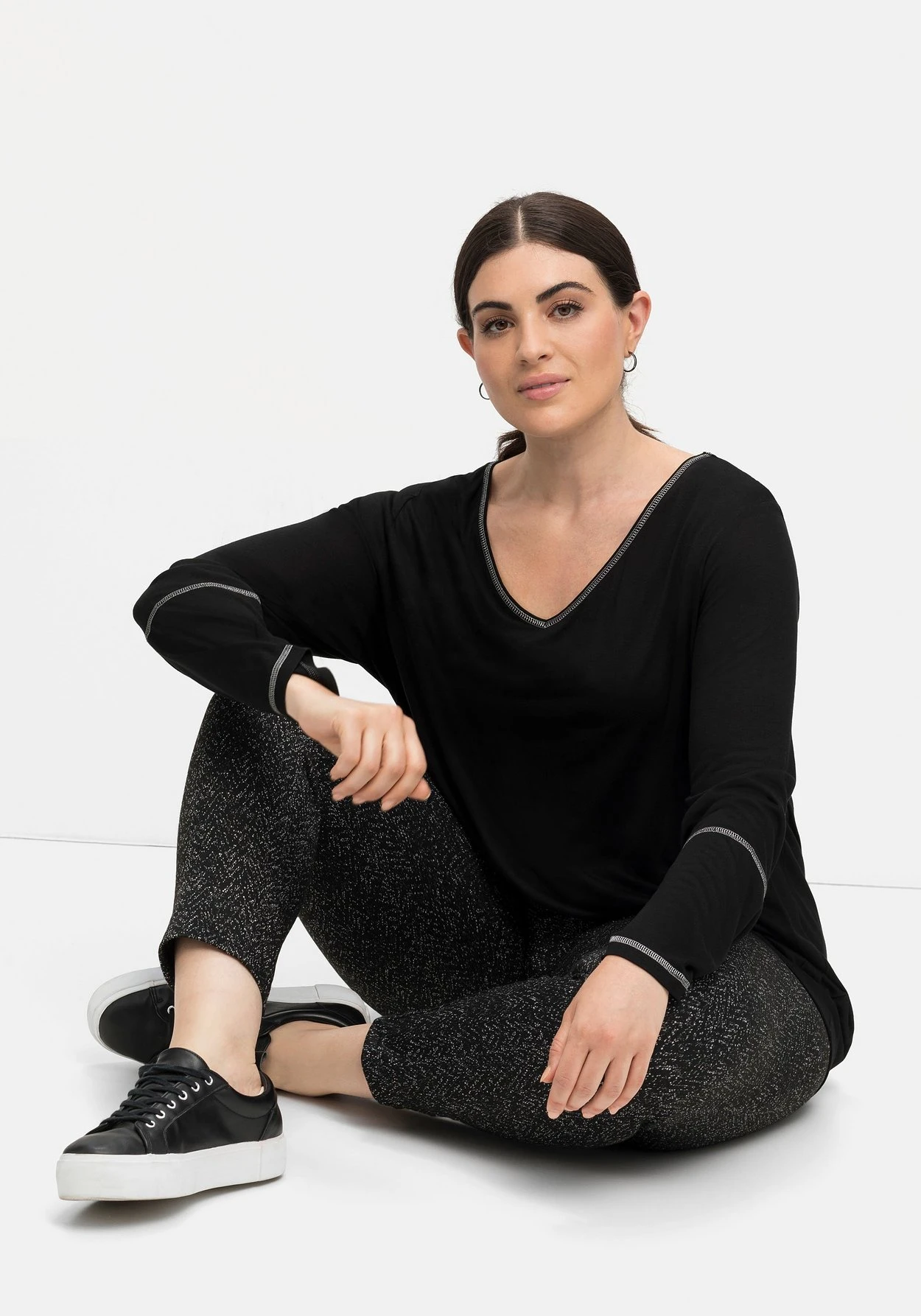 Sheego Leggings In Salz- Und-Pfeffer-Optik – Bild 5
