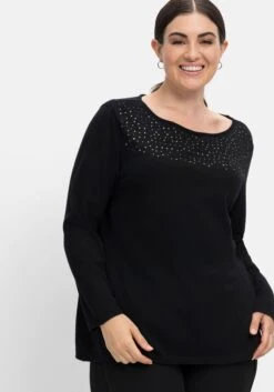 Sheego Pullover Mit Pailletten, Weiche Strickqualität