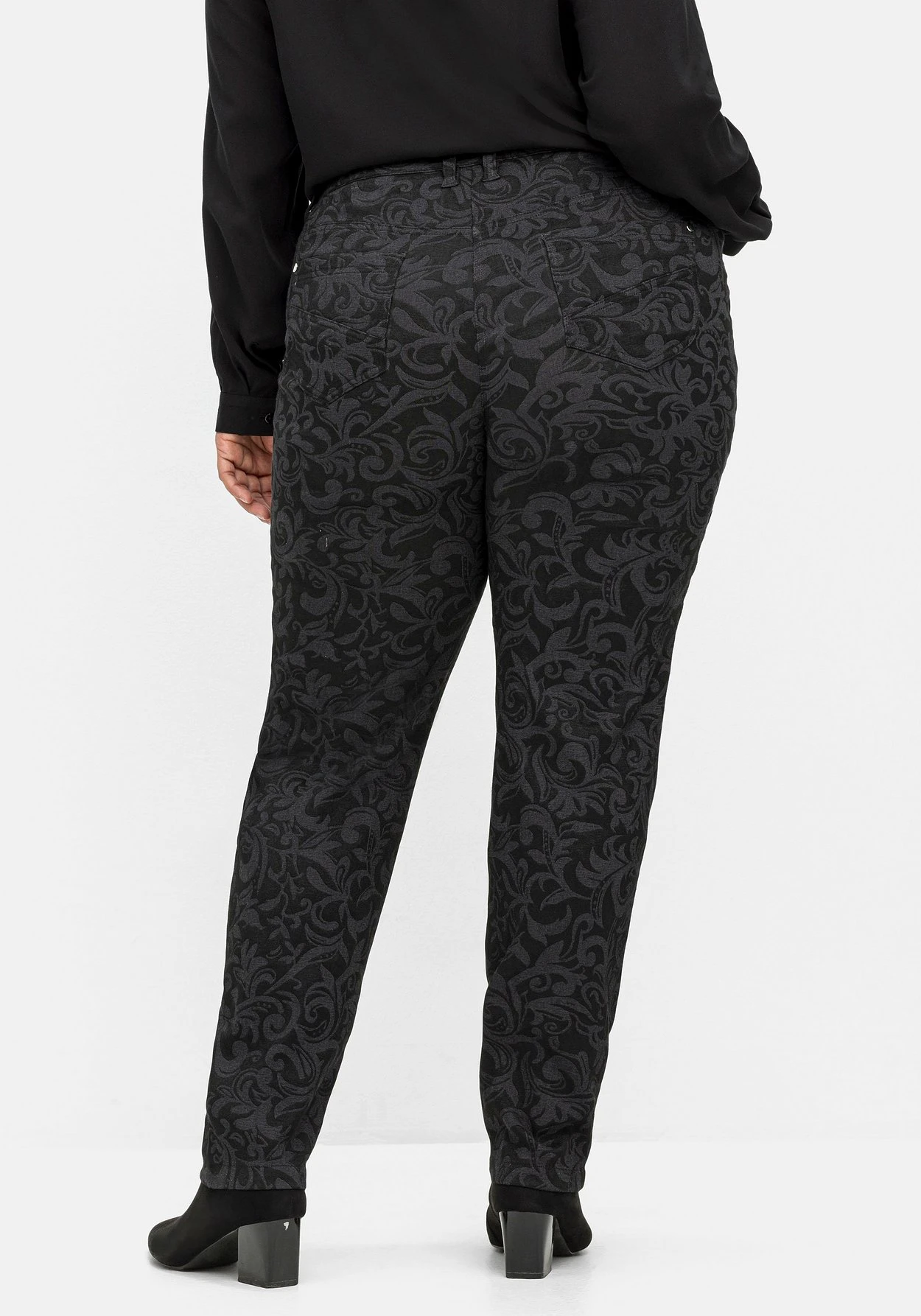 Sheego Schmale Hose Mit Tonigem Jacquardmuster – Bild 3