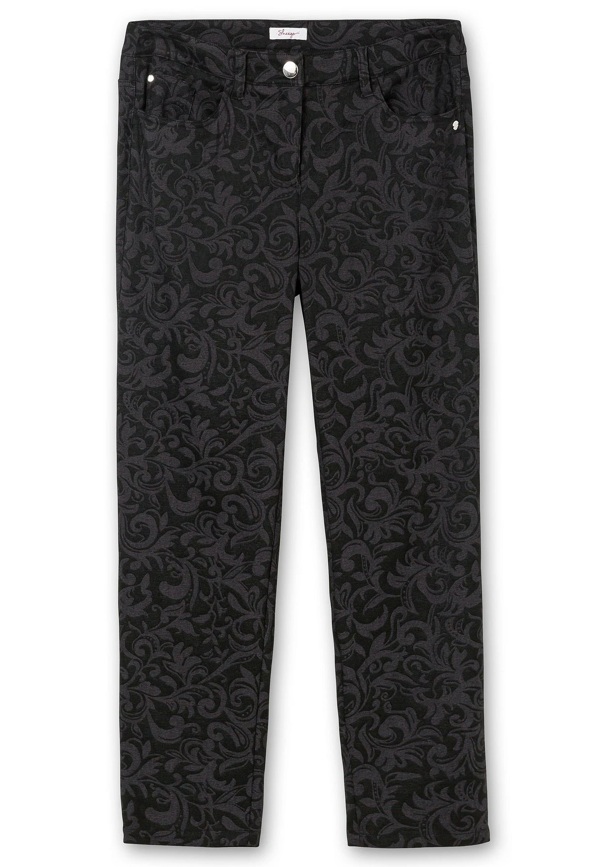 Sheego Schmale Hose Mit Tonigem Jacquardmuster – Bild 4