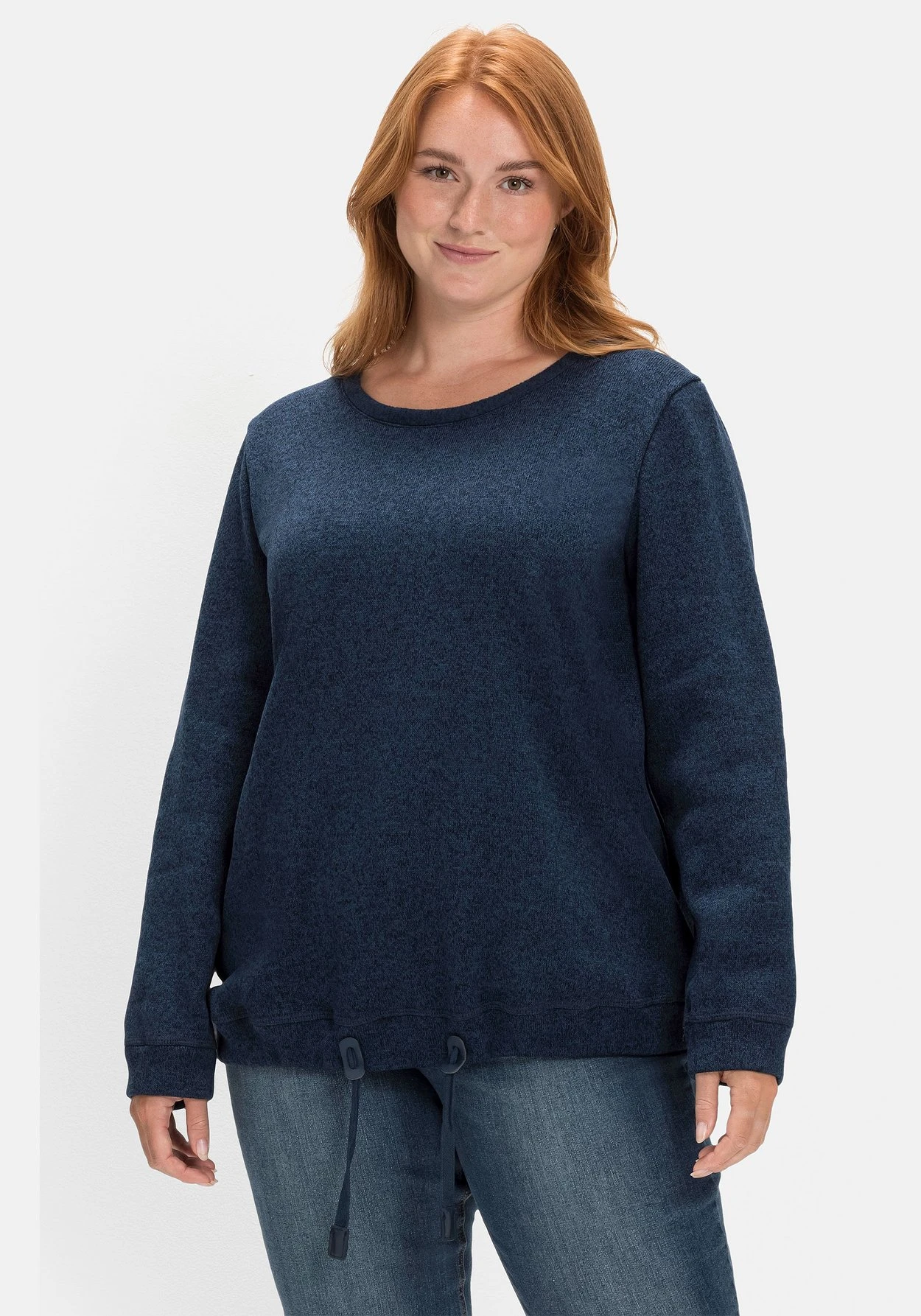 Sheego Sweatshirt Aus Strickfleece, Mit Saum-Tunnelzug