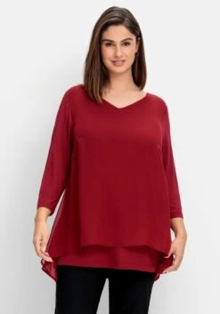 Sheego Blusenshirt Mit Chiffon, Doppellagig