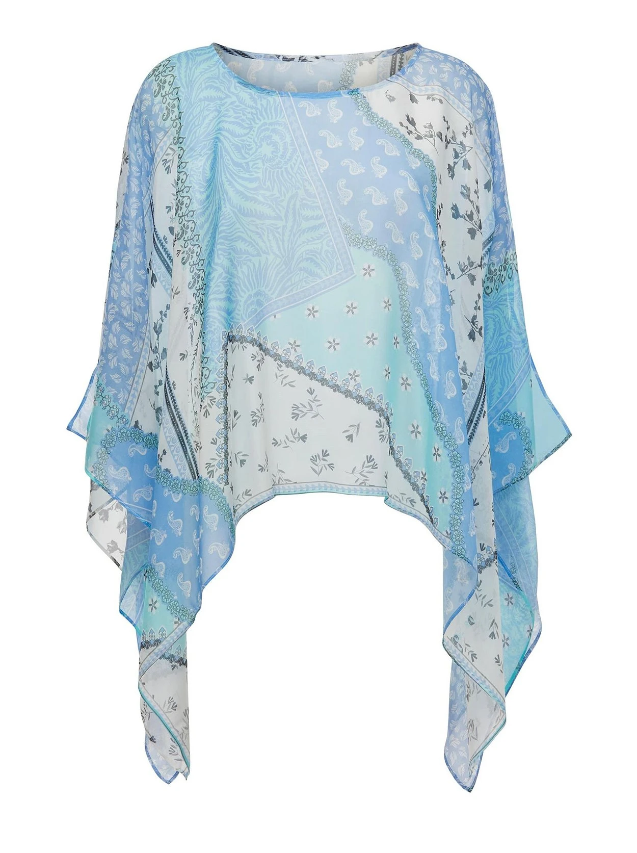 Witt Tunika Im Poncho-Stil Mit Zipfelsaum, Aus Reiner Seide – Bild 3