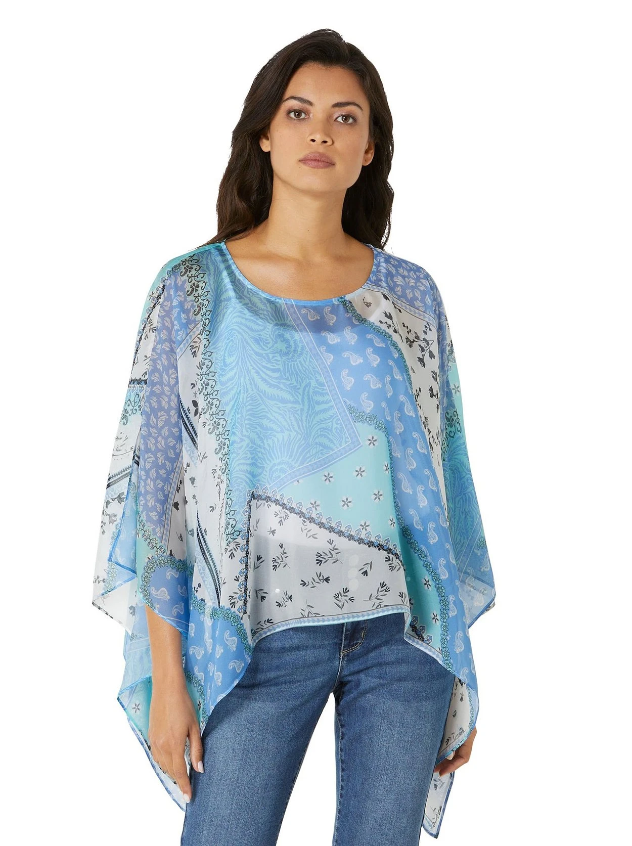 Witt Tunika Im Poncho-Stil Mit Zipfelsaum, Aus Reiner Seide