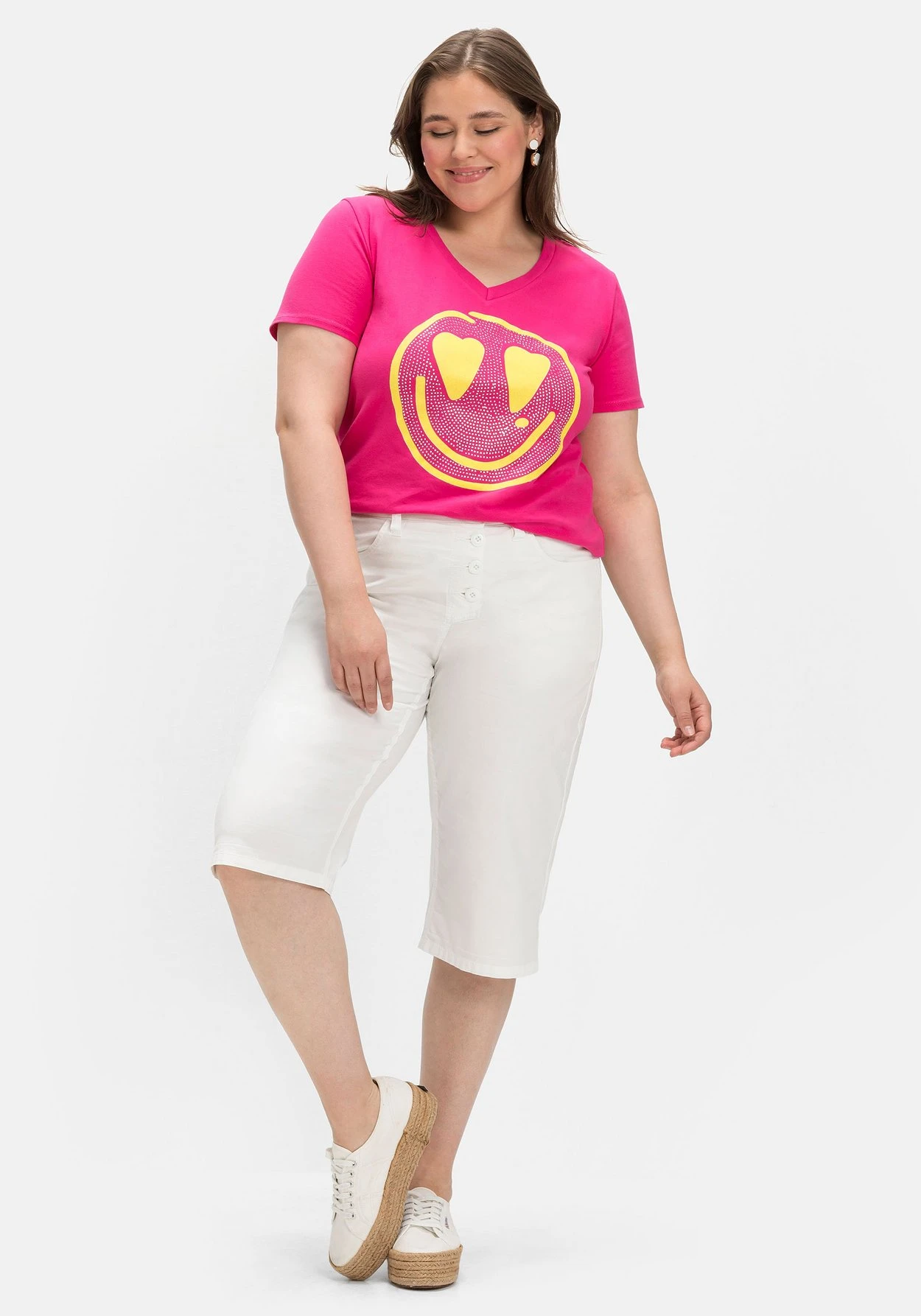 T-Shirt Mit Neon-Frontprint, Elastische Qualität – Bild 4