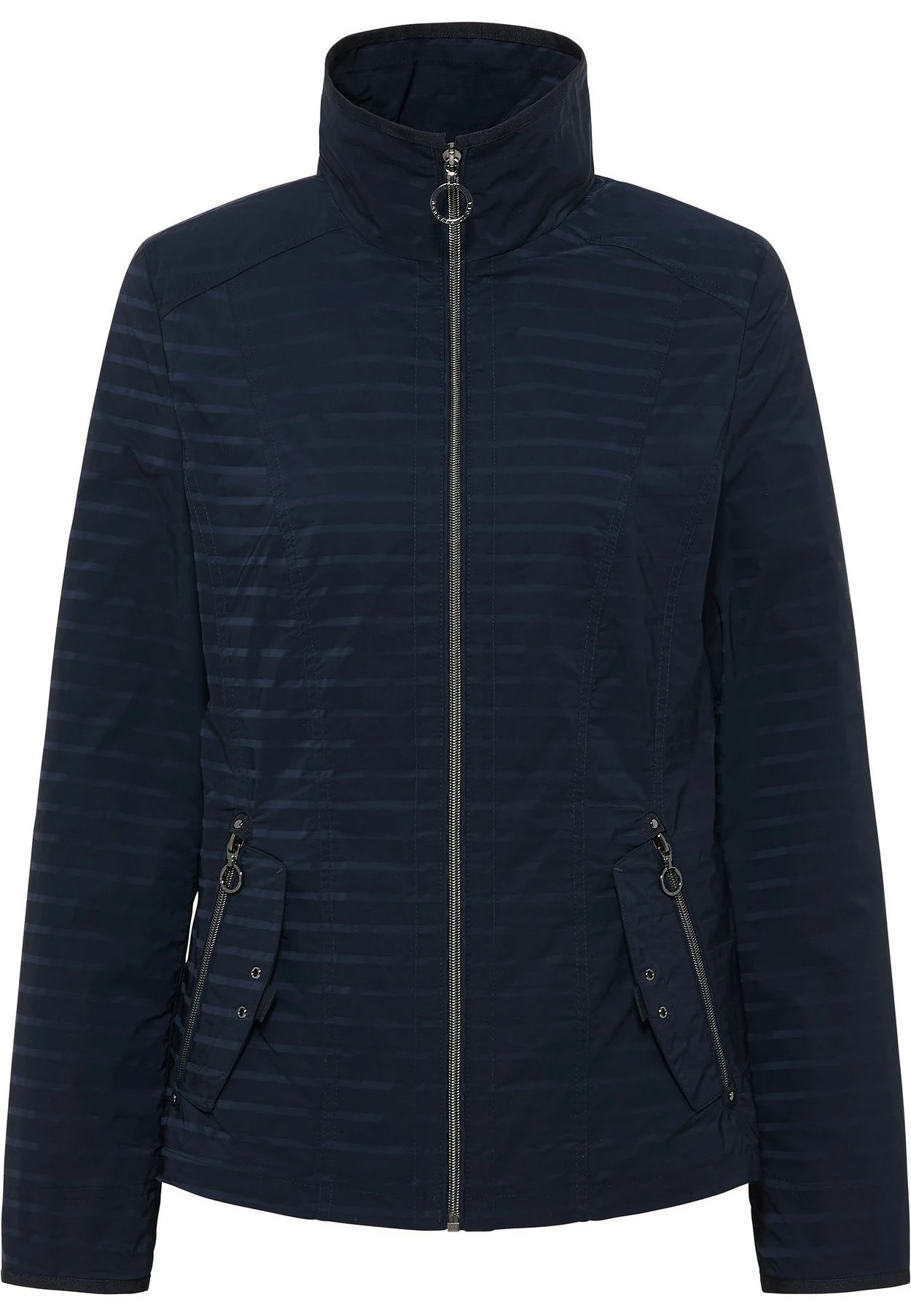 Jacke Mit Stehkragen, In Streifenstruktur