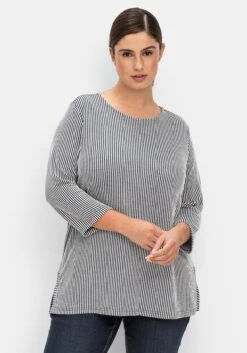 Sheego Gestreiftes Shirt Mit 3/4-Arm