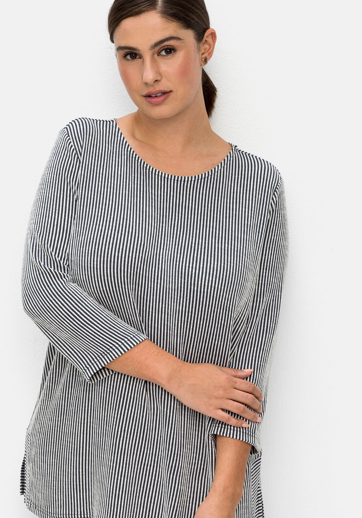 Sheego Gestreiftes Shirt Mit 3/4-Arm – Bild 6