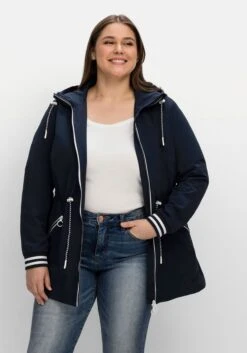 Sheego Kapuzenparka Mit Kontrastdetails Und Taillen-Tunnelzug