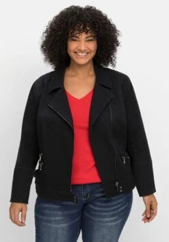 Twilljacke Im Biker-Stil, Mit Besticktem Rücken