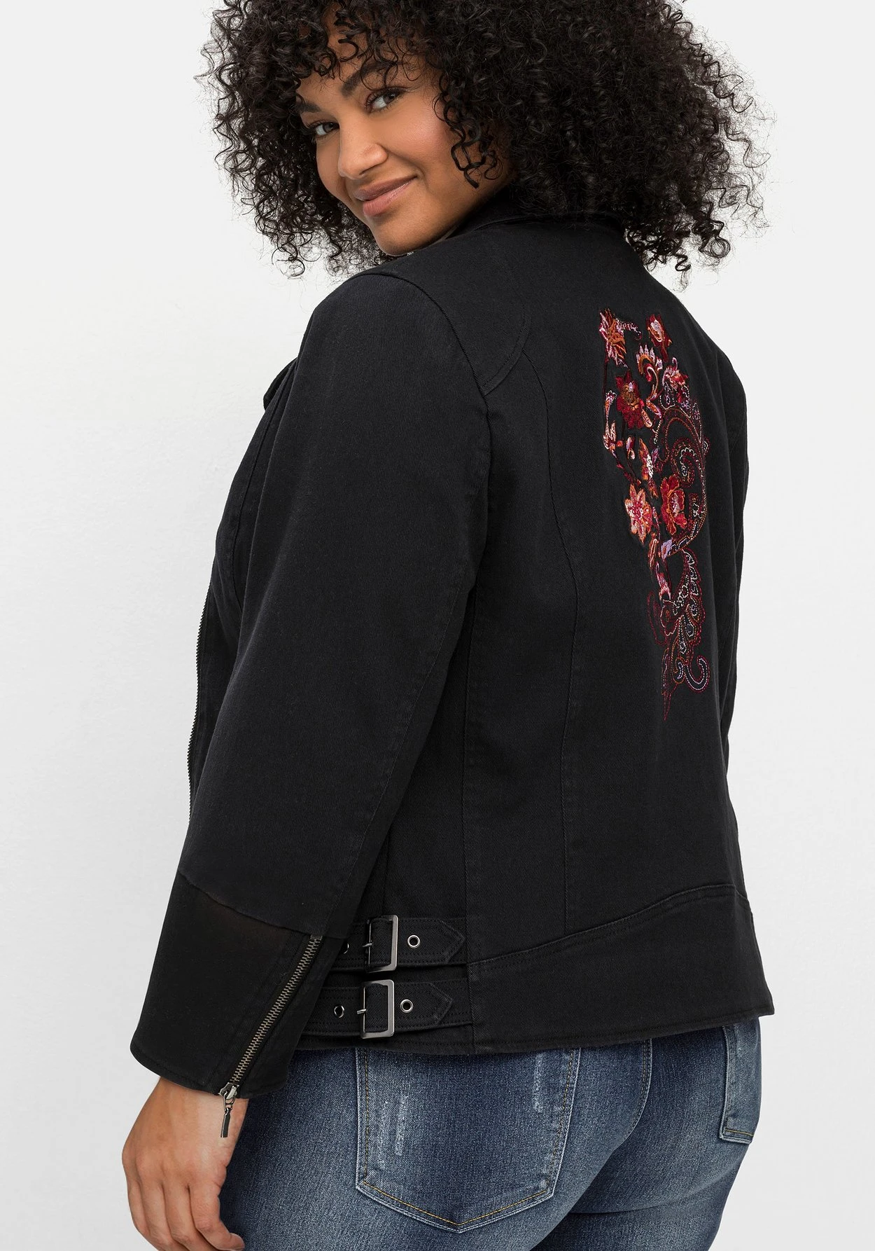 Twilljacke Im Biker-Stil, Mit Besticktem Rücken – Bild 2