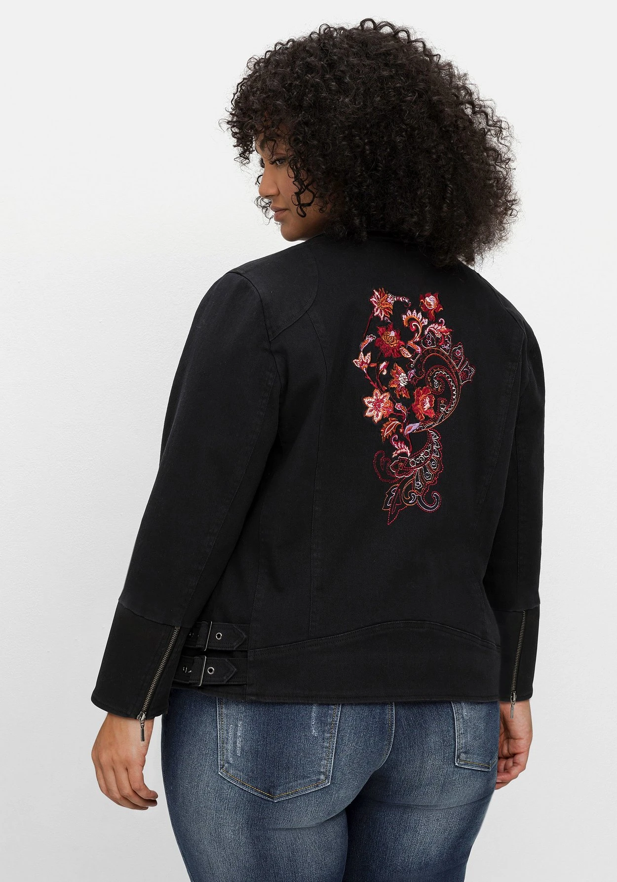 Twilljacke Im Biker-Stil, Mit Besticktem Rücken – Bild 3