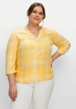 Sheego Tunika Im Karomuster, Mit 3/4-Ärmeln