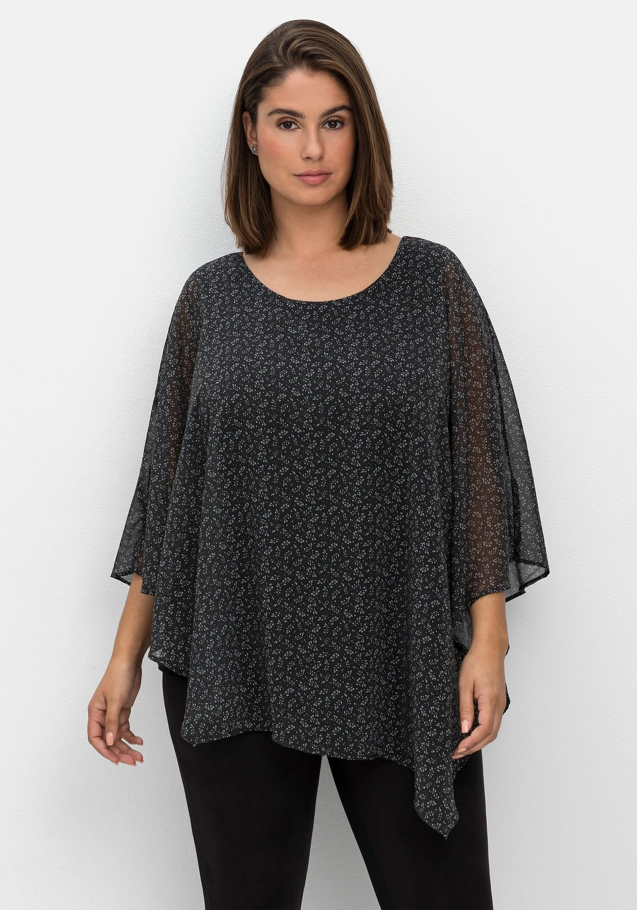 Sheego Tunika Im Poncho-Stil, Mit Minimal-Alloverdruck – Bild 6
