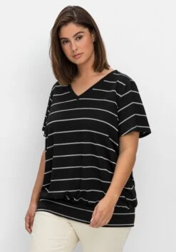 Sheego Gestreiftes Shirt Mit Effektgarn Und Flügelärmeln