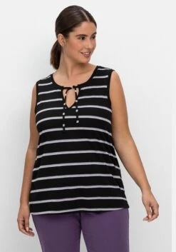 Sheego Ringeltop Mit Glitzergarn Und Bindeband