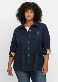 Hemdjacke Mit Bindeband, Im Jacquardmuster