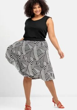 Sheego Midirock Mit Grafischem Muster Und Kontrastbund