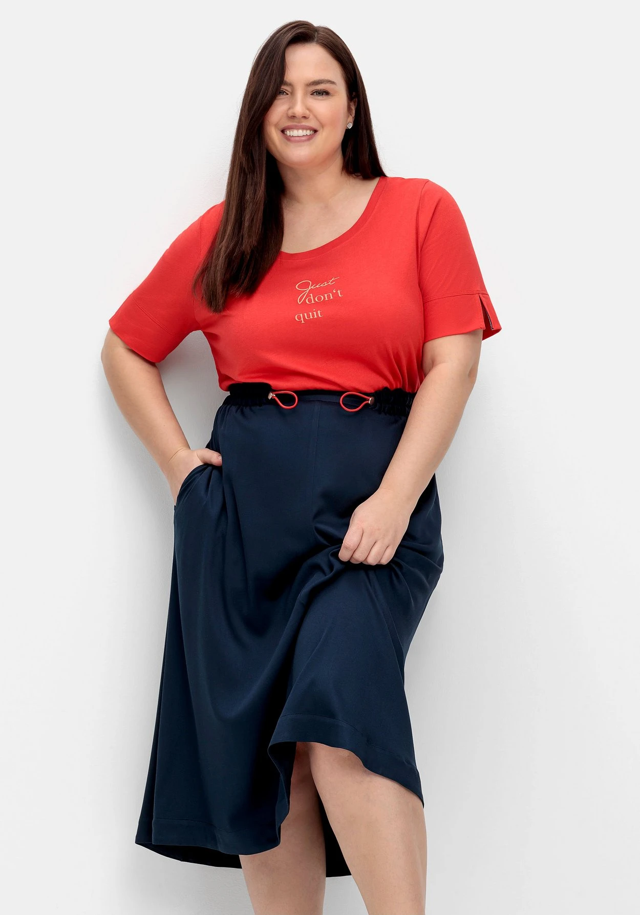 Sheego Midirock In A-Linie, Mit Tunnelzugbund Und Seitentaschen – Bild 7