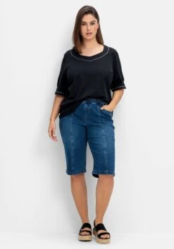 Sheego Jeans-Bermudas Mit Gummibund Und Teilungsnähten