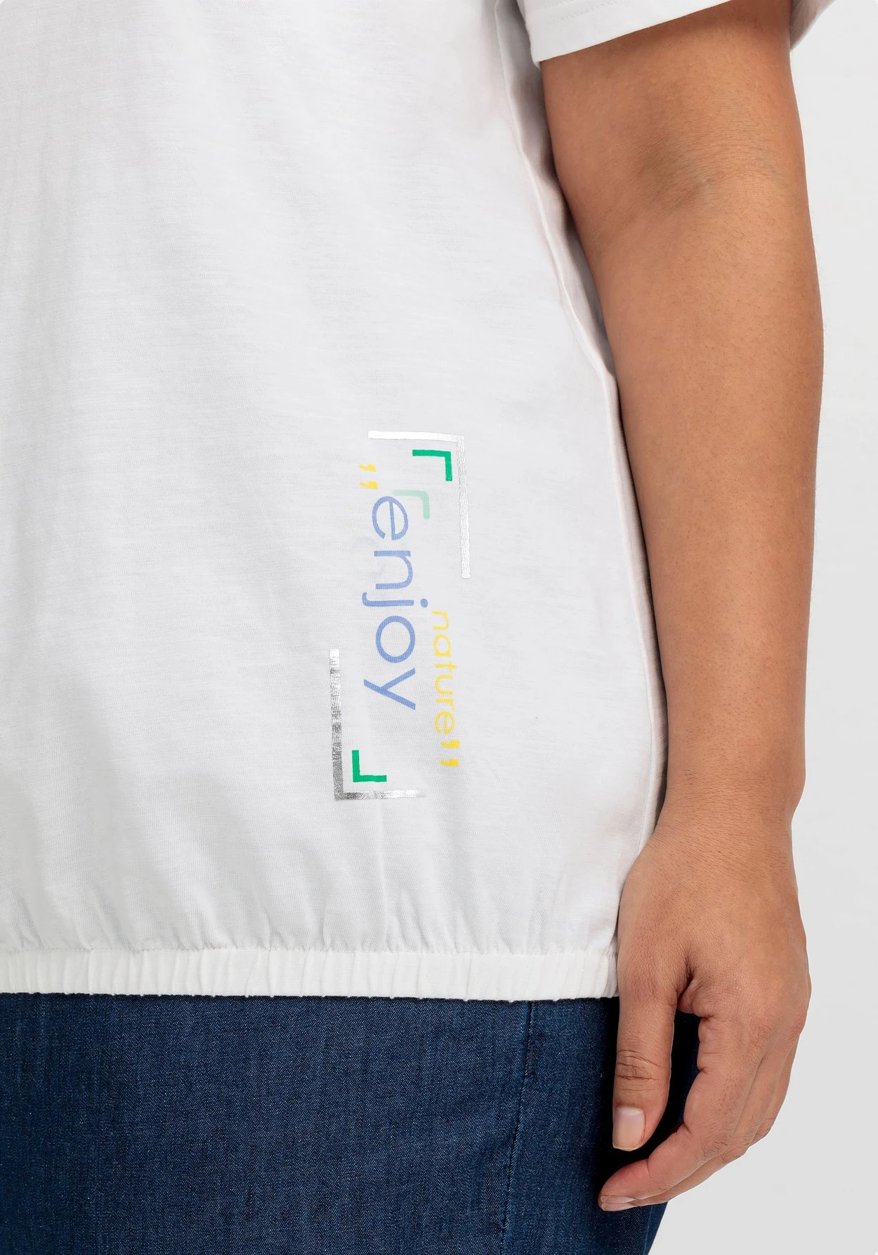 Sheego Shirt Mit Gestreifter Rippblende Und Gummizugbund – Bild 5