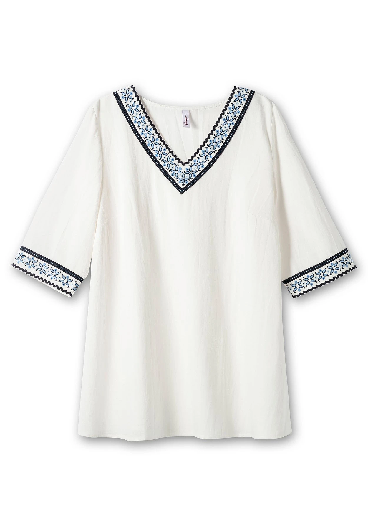 Sheego Bestickte Tunika Mit Leinen-Anteil – Bild 3