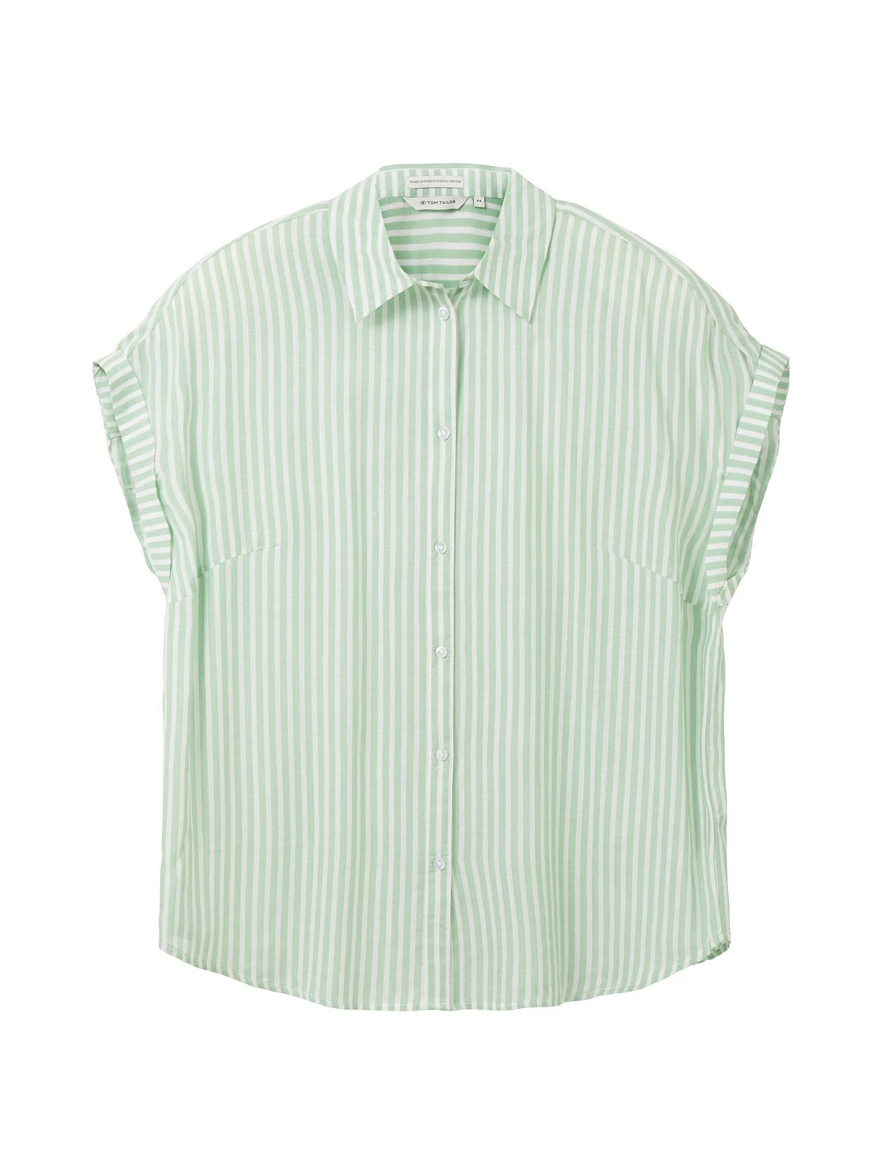 Gestreifte Kurzarmbluse Mit Kentkragen