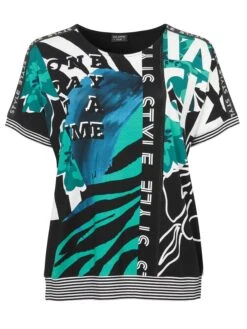 Blusenshirt Im Mustermix, Mit Ringelbündchen