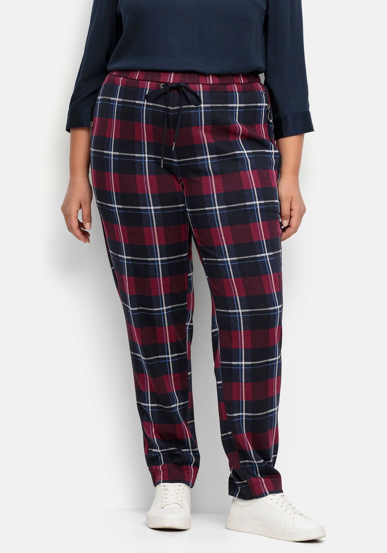 Sheego Karo-Joggpants Mit Stretchbund Und Bindeband – Bild 5