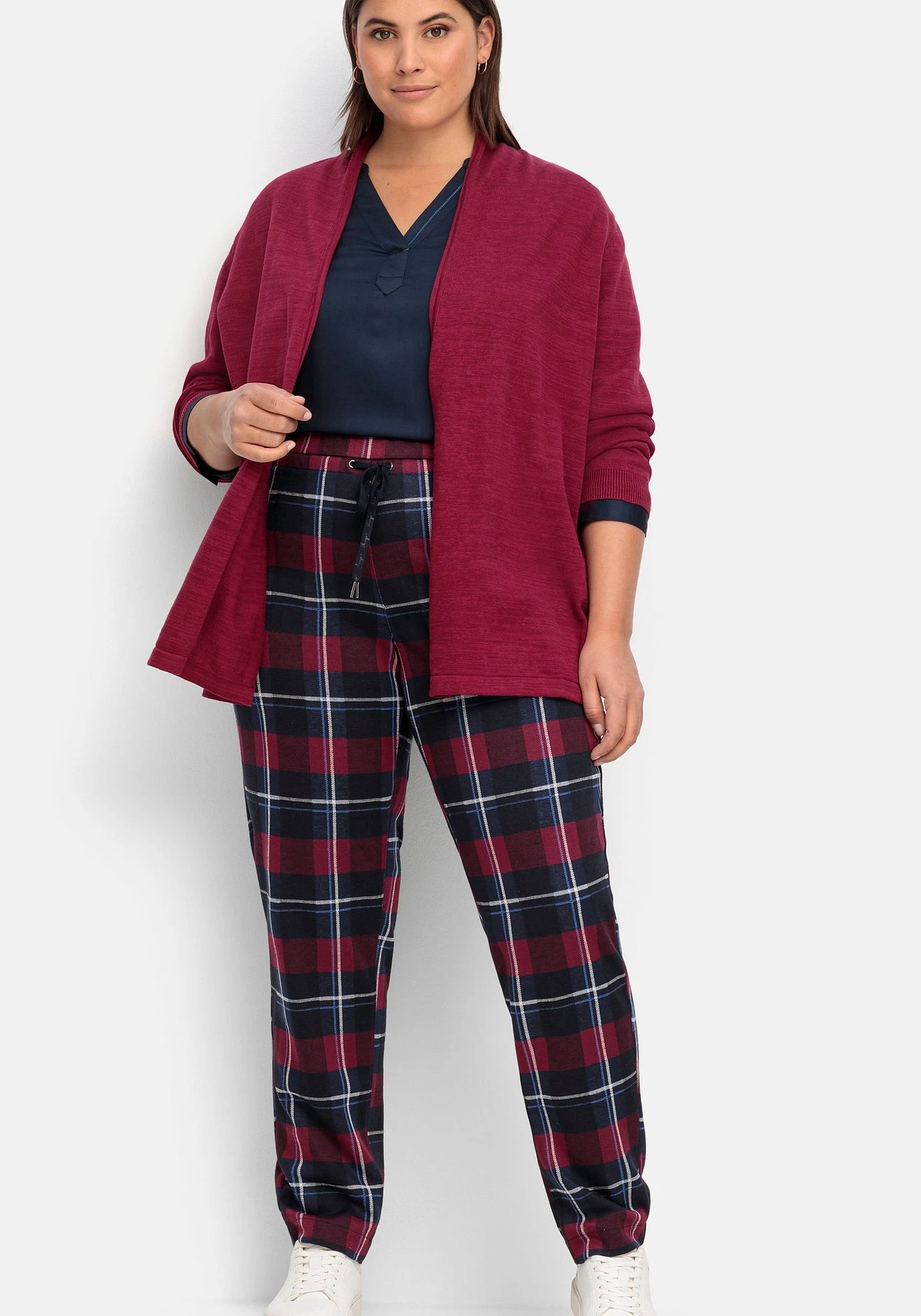 Sheego Karo-Joggpants Mit Stretchbund Und Bindeband – Bild 7