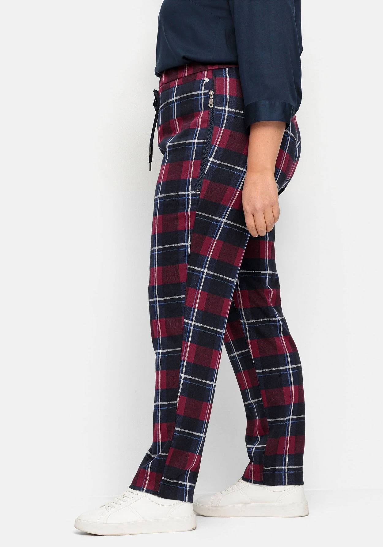 Sheego Karo-Joggpants Mit Stretchbund Und Bindeband – Bild 2