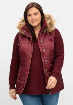 Sheego Steppweste Mit Abnehmbarer Fellimitat-Kapuze