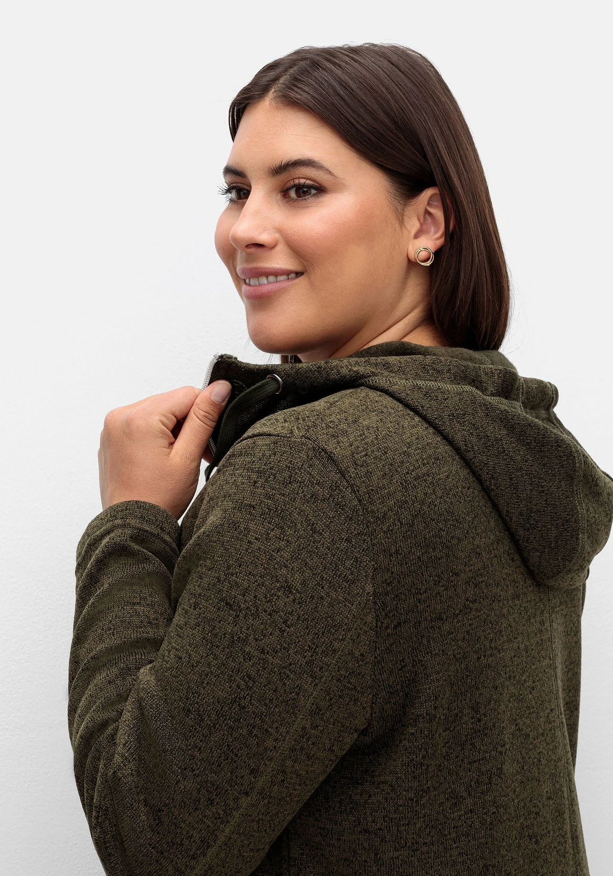 Sheego Fleecejacke Mit Kapuze, In Melange-Optik – Bild 5