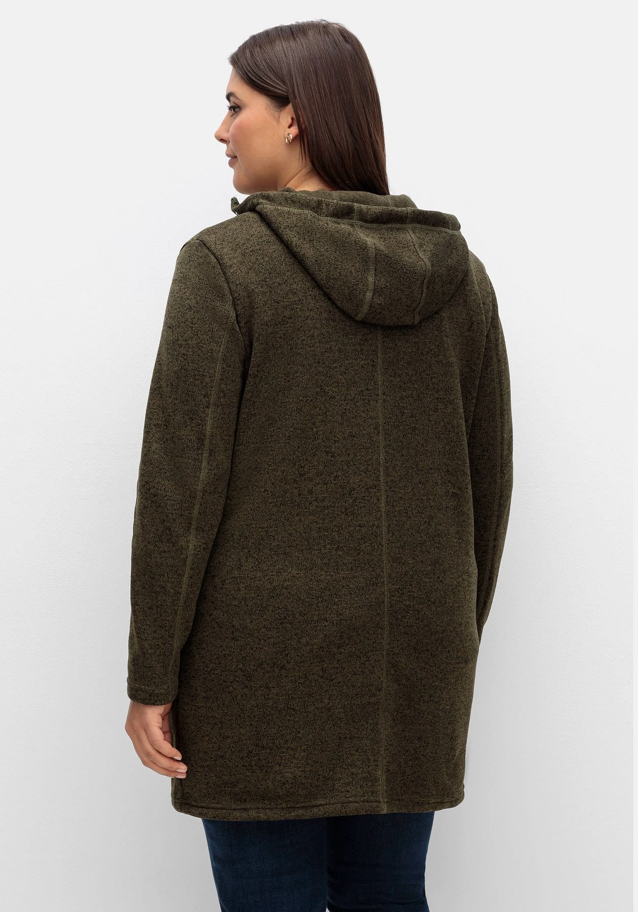 Sheego Fleecejacke Mit Kapuze, In Melange-Optik – Bild 2