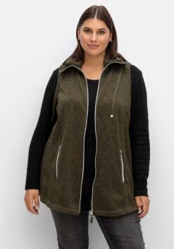 Sheego Fleeceweste Mit Stehkragen, In Melange-Optik