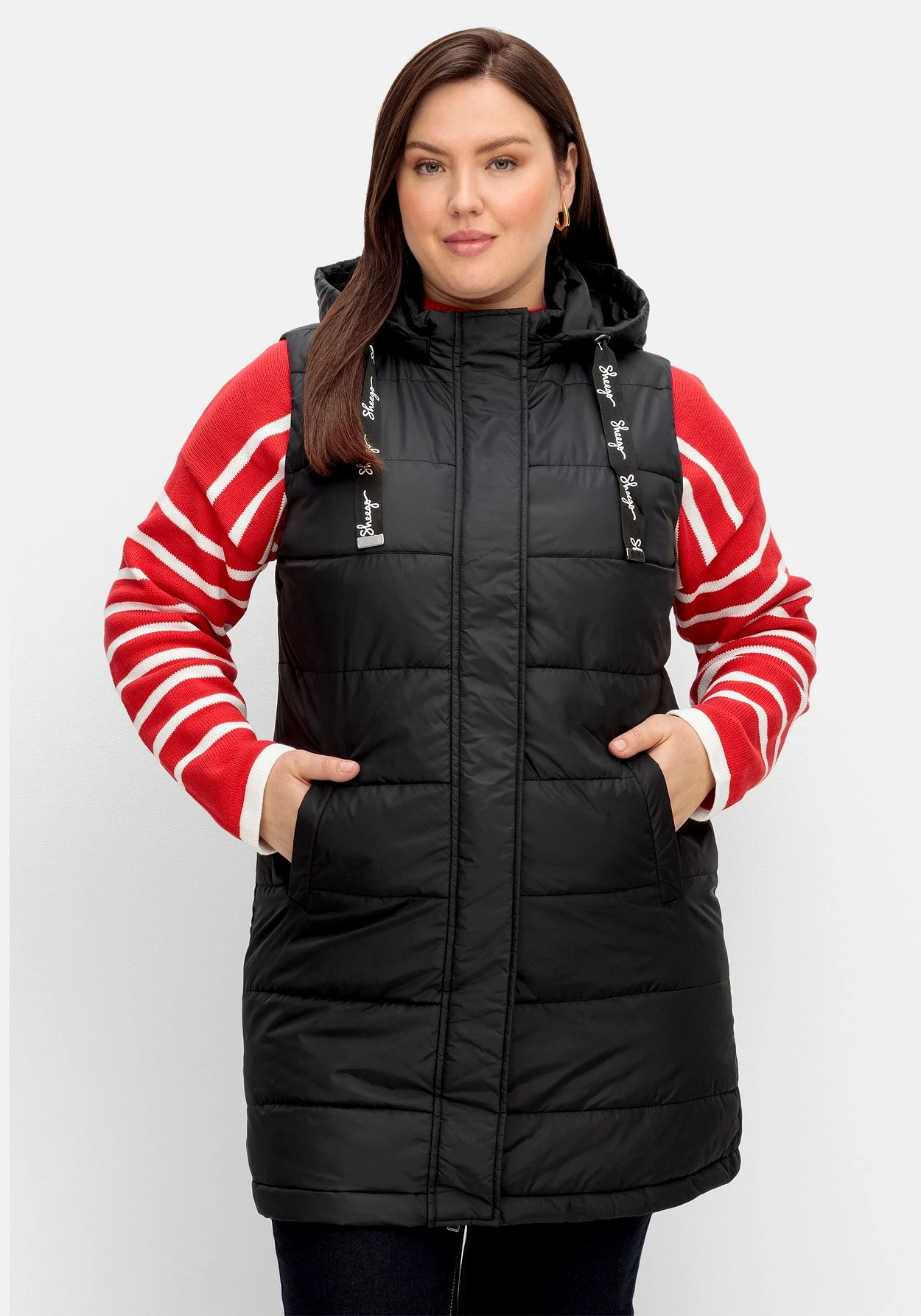 Sheego Lange Steppweste Mit Abnehmbarer Kapuze – Bild 5