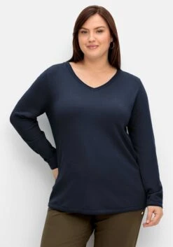 Sheego Flauschiger Pullover Mit V-Ausschnitt