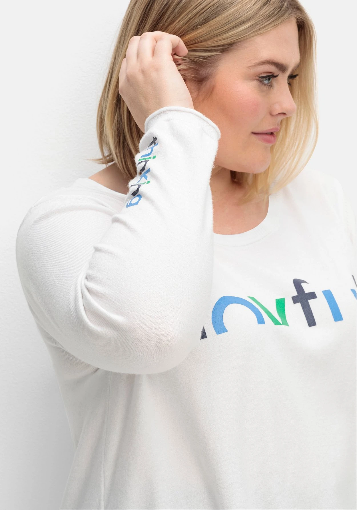 Sheego Pullover Mit Wordingprint, In A-Linie – Bild 6