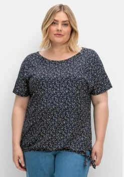 Sheego T-Shirt Mit Gummizugbund Und Knotendetail