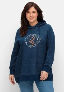 Sheego Sweatshirt In Denimoptik, Mit Frontstickerei