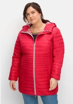 Sheego Leicht Wattierte Longsteppjacke Mit Kapuze