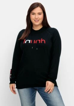 Sheego Kapuzenpullover Mit Wording Im Intarsienstrick