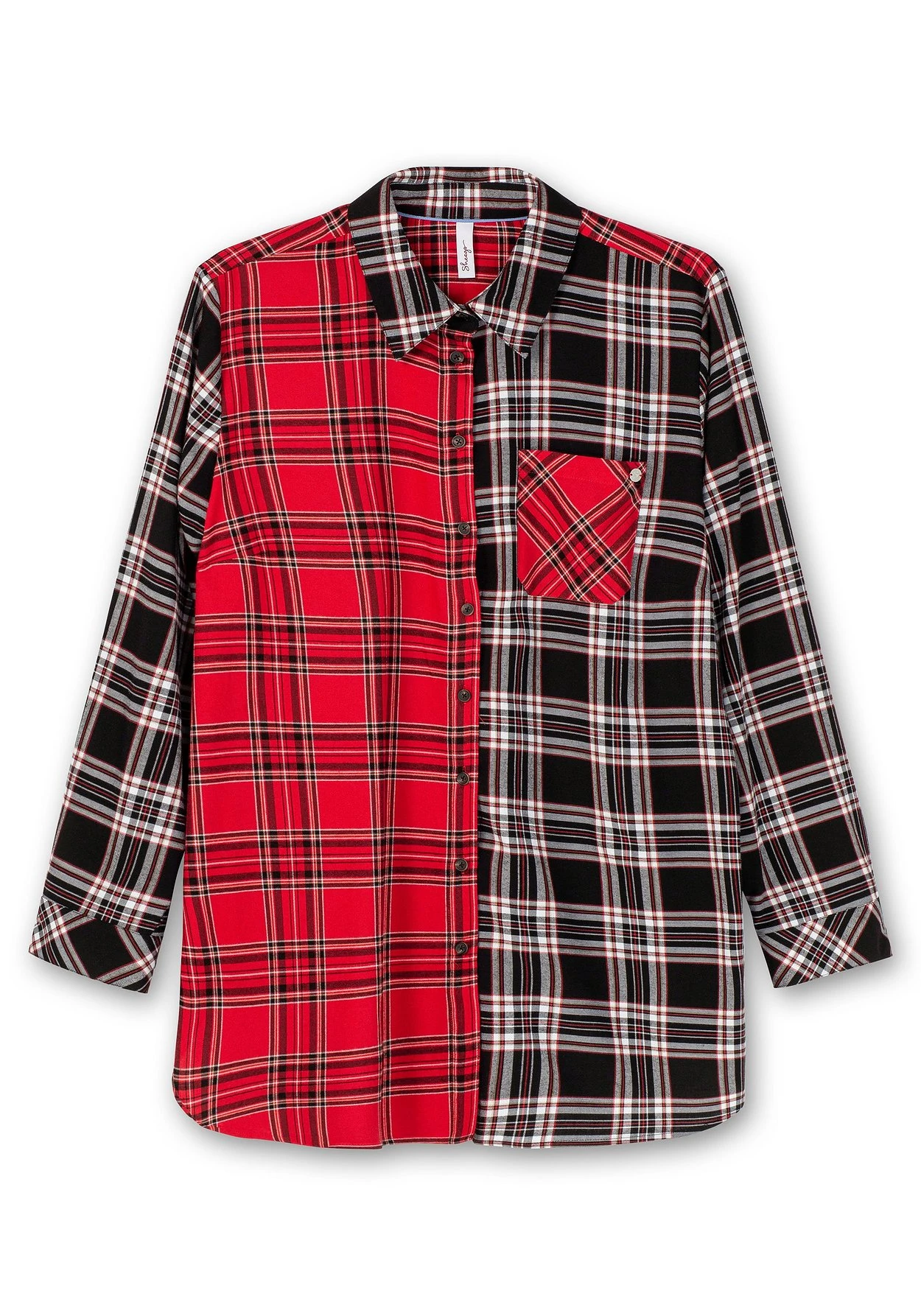 Sheego Karierte Longbluse Im Farbmix, Aus Twillqualität – Bild 3